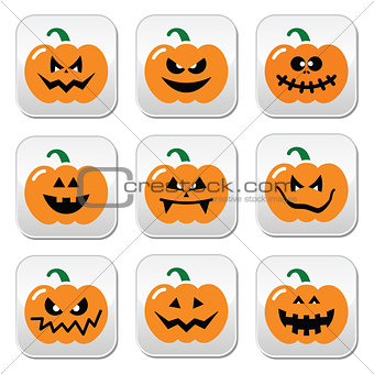Halloween pumpkin vector buttons set