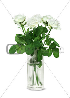 White roses bouquet in a glass vase