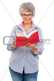 Elderly woman reading a book