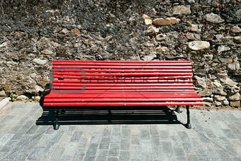 Red bench front.