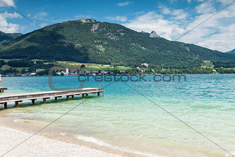 Wolfgangsee lake with turquoise waters in Austria