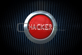Hacker on digitally generated red push button