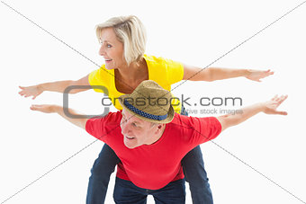 Mature couple joking about together