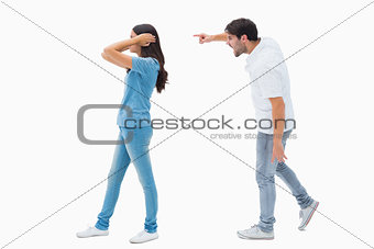 Angry boyfriend shouting at girlfriend