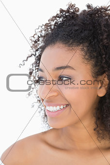 Pretty girl with afro hairstyle smiling