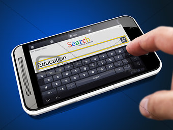Education in Search String on Smartphone.