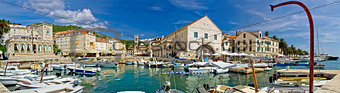 Town of Hvar panoramic waterfront view