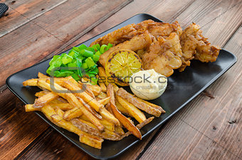 Fish and chips with homemade mayonnaise