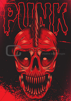 poster with red skull for punk rock