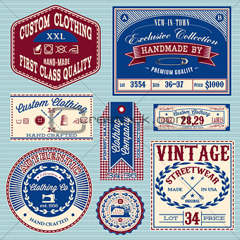vector set of vintage labels for clothes