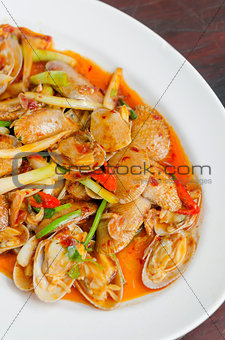 spicy clams on dish