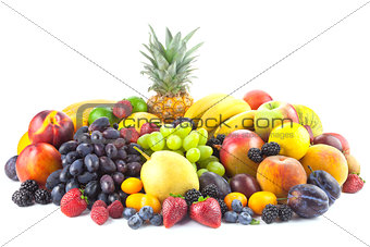 Different  organic Fruits isolated on white background
