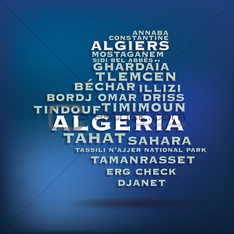 Algeria map made with name of cities