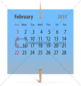 Calendar 2014 February notepaper