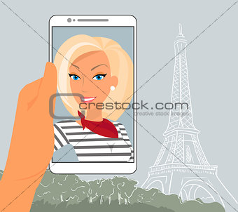Blond woman in Paris