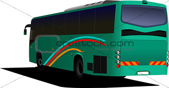Green Tourist bus. Coach. Vector illustration for designers