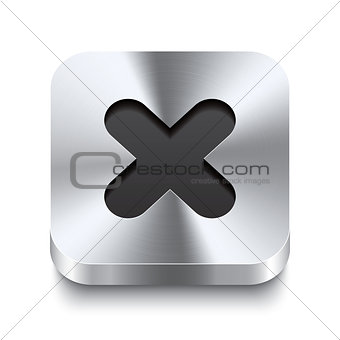 Square metal button perspektive - cancel icon