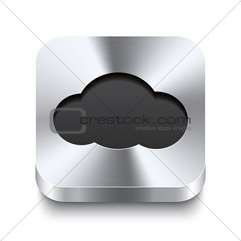 Square metal button perspektive - cloud icon