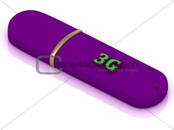 3G  - inscription on lilac USB flash drive