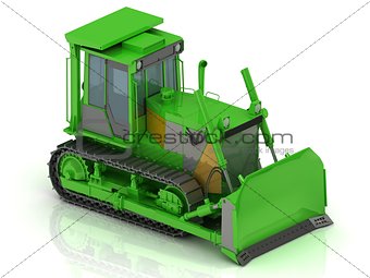Crawler with a green hydraulic shovel