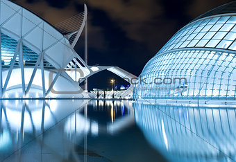The City of arts and sciences at night, Valencia, Spain