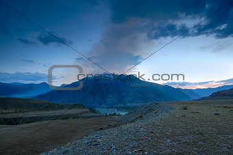 evening landscape of the Altai Mountains, Russia 