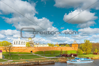 view of the Novgorod Kremlin on a sunny afternoon