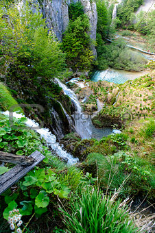 Beautiful waterfall. Plitvice Lakes National Park in Croatia
