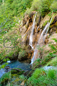 Beautiful waterfall. Plitvice Lakes National Park in Croatia