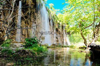 Beautiful waterfall in the Plitvice Lakes National Park