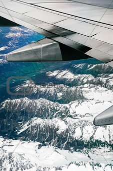 Alps, aerial view from window of airplane