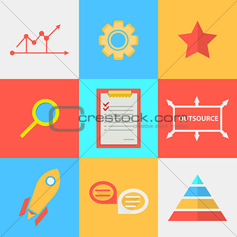 Flat icons for process of outsourced