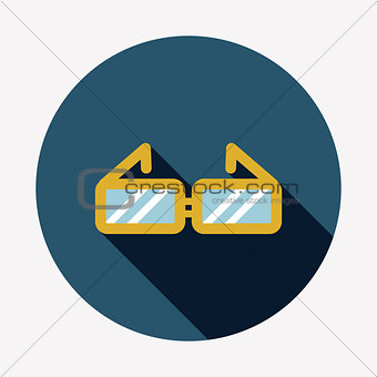 Glasses flat icon with long shadow
