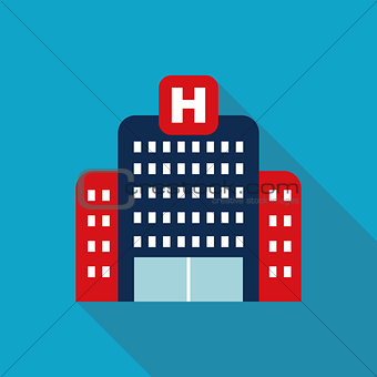 hospital building , Flat style Icon with long shadows
