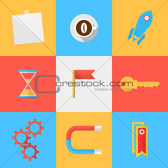 Flat icons for target of outsourced