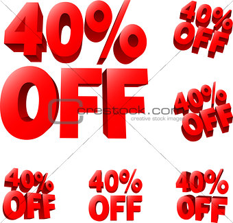 40% off Discount sale sign