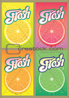 set of vector labels for packaging juice