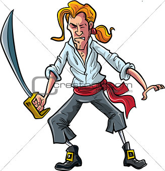 Cartoon pirate mate swordsman