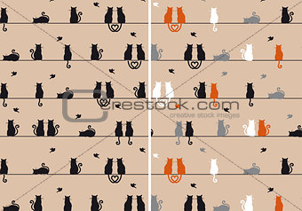 cats seamless pattern, vector