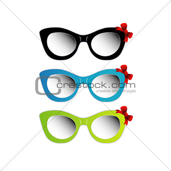 Colorful cat eye sunglasses with red bow