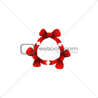 Red ribbons in circle