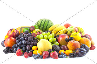 Mix of Fresh Organic Fruits isolated on white 
