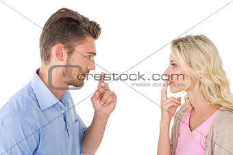 Young couple looking at each other