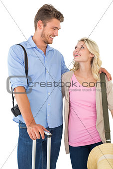 Attractive couple ready to go on vacation