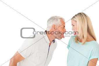 Mature couple arguing with each other