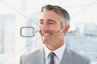 Businessman smiling at his office