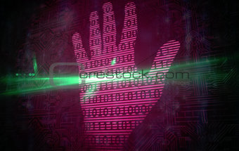 Pink technology hand print binary design