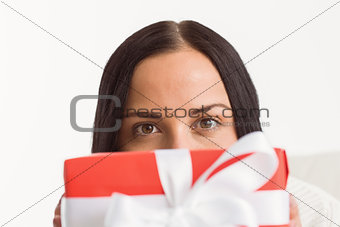 Woman holding a present
