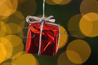 Red christmas gift decoration hanging