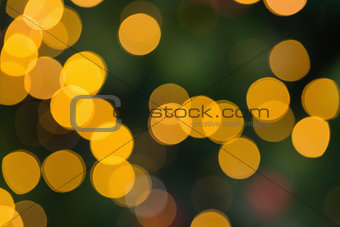 Blurry yellow christmas light circles